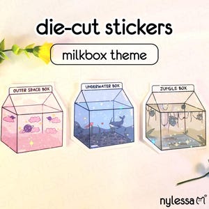 MILKBOX STICKERS | Homemade Milkbox Waterproof Vinyl Stickers with holographic effect | For laptop and water bottle
