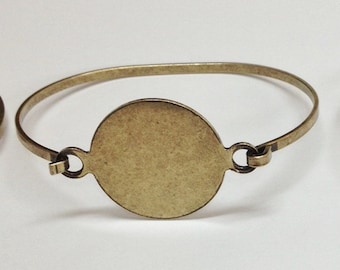 Bracelet Blanks - Antiqued Brass Ox 1 Inch Round Hinge Top Cuff Bangle Bracelet Blank Base SMALL/MEDIUM SIZE Add Your Own Decorations