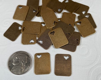 Bulk Lot Charm Blanks With Heart Cutout in Antique Oxidized Brass Finish