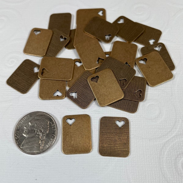 Bulk Lot Charm Blanks With Heart Cutout in Antique Oxidized Brass Finish