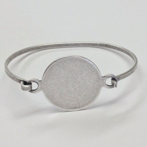 Bracelet Blanks - Antiqued Silver Ox (oxidized) 1 Inch Round Hinge Top Cuff Bangle Bracelet Blank Base - MEDIUM-LARGE Size