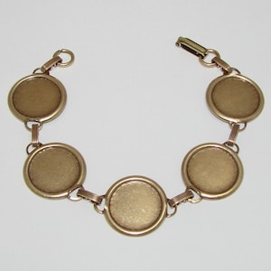 Bracelet Blanks - Matte Brass Ox Link Bracelet Blank with 18mm Round Settings for Glass, Marbles, Resin, Buttons, Etc