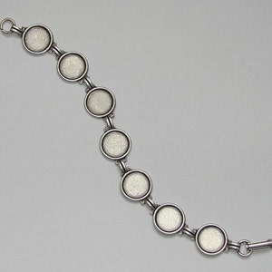 Bracelet Blanks - Matte Silver Ox Nickel Free Link Bracelet Blank with 13mm Round Settings for Glass, Marbles, Resin, Buttons, Etc