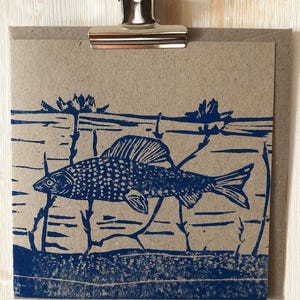 Karte Linolschnitt Fisch