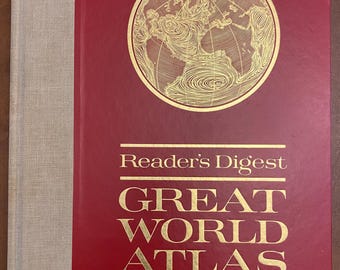 Readers Digest World Atlas 1963 First Edition Large Hardcover Book 232 pages Beautiful Vintage MAPS World and US States 11 x 15-3/4
