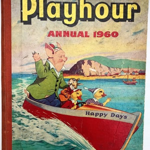 Comic Book Style Stories PLAYHOUR Annual Pictures and Stories Vintage Children&#39;s  1960 England Amalgamated Press 1959 Harcover Book