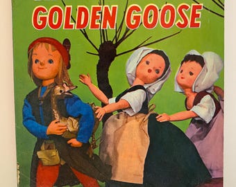 Puppet Doll Storybook The Golden Goose  Vintage  Board Book 1960s  Living Story Book