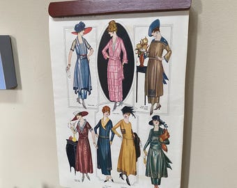 Vintage Dark Wood Hangers - 2-Perfect for Hanging Artwork - Clamp Style Wooden Pants Skirt Hangers