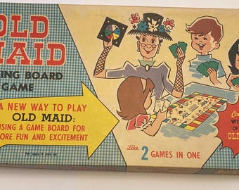 OLD MAID Vintage Playing Board Game with Deck Built Rite 1960s
