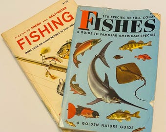 Two Fishing Nature Guides  A Golden Nature and Handbook Small Paperback Books Illustrated 1960s American Species Fish Bates and Tackle