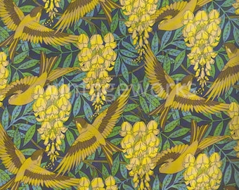 Birds and Wisteria Vintage Paris Gift Wrap Sheet - 1890s Art Nouveau Gift Wrap one Sheet Folds Out to 27-1/2 x 19-5/8 in