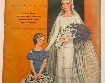 Vintage 1930’s Delineator Magazine  June 1933 Large  10-3/4 x 13-1/2 inch Fashion plates advertisements stories  Black and White