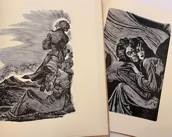 Jane Eyre and Wuthering Heights Bronte Sisters Two Book Set 1940’s Engravings by Fritz Eichenburg