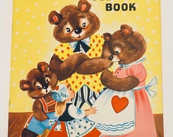 Vintage The Three Bears and Goldilocks Childrens Unused Coloring Book Saalfield Artcraft Midcentury