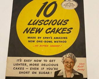 10 Lucious New CAKES Spry Shortening Vintage recipes leaflet booklet 1940s