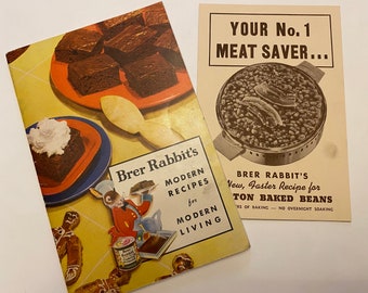 Brer Rabbit’s Modern Recipes for the Modern  Living plus Beans Insert Vintage Cook Book Booklet