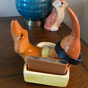 Vintage Mid-Century Dachshund Weiner Dog Dresser Caddy Ceramic Coin Trinket Dish Valet Tray Rover  Dog
