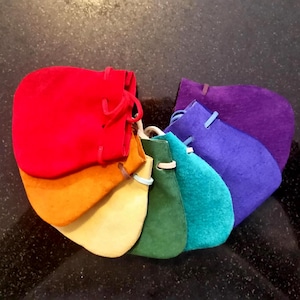 Leather neck pouch or medicine bag style necklace pouch tiny leather pouch