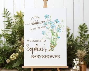 Personalized Spring Baby Shower Welcome Sign Classic Custom A Little Wildflower Is On The Way Baby Shower Decor Welcome Foam Board