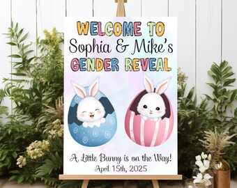 Personalized Easter Gender Reveal Welcome Sign Custom Bunny Baby Shower Decor A Little Bunny Is On The Way Welcome Foam Board
