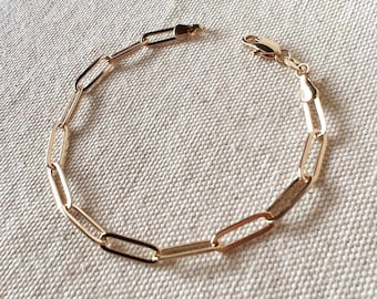 Gold Paperclip Bracelet 18k Gold Filled Artisan Made