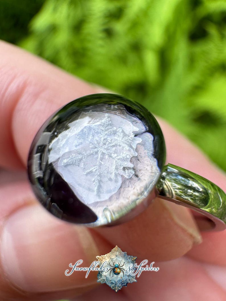 One-of-a-Kind Real Preserved Snowflake Capture in Stainless Steel Ring Size 7 image 12