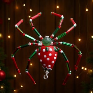 Strawberry Christmas Spider Red and Green Holiday Tree Ornament Gift Stocking Stuffer