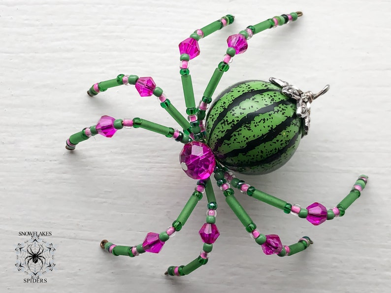 Watermelon Spoder Summertime Pink and Green Watermelon Fruit Christmas Spider Holiday ...