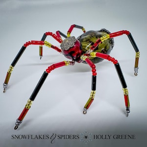 Oriental Large Glass Silver Foil Lampwork Christmas Spider Holiday Tree Ornament