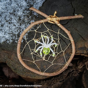 Witchy Garden Dreamcatcher wire wrap Christmas Spider on a Real Rustic Catskill Twig Branch Web Suncatcher Pendant for nature lovers