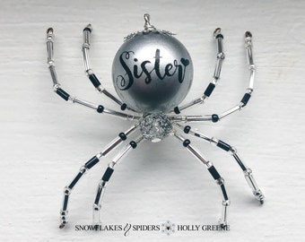 Silver Sister Spider Beaded Christmas Spiders Family Tree Ornament