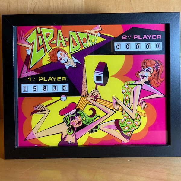 Classic pinball art for your office or game room - 8" x 10" - backlighted - "ZIP-A-DO"