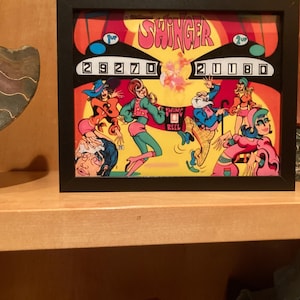 Retro Glow Pinball Art | 8&quot;x 10&quot; Illuminated Framed Print - &quot;Swinger&quot; - 1971