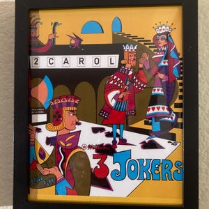 Retro Glow Pinball Art | 8&quot;x 10&quot; Illuminated Framed Print - &quot;3-JOKERS&quot; - 1970