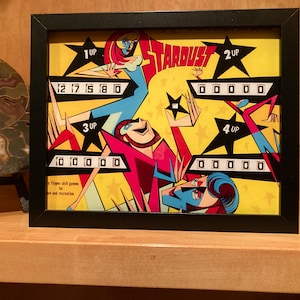 Retro Glow Pinball Art | 8&quot;x 10&quot; Illuminated Framed Print - &quot;STARDUST&quot; - 1972