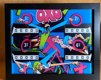 Retro Glow Pinball Art | 8&quot;x 10&quot; Illuminated Framed Print - &quot;OXO&quot; - 1973