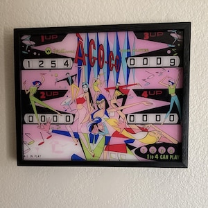 Arcade Glow XL – 16&quot; x 20&quot; Illuminated Pinball Backglass Art – &quot;&quot;A-G0-GO&quot;  (1969)