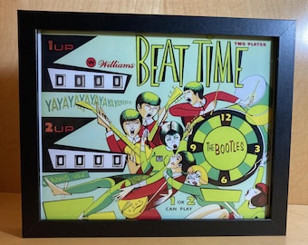 Retro Glow Pinball Art | 8&quot;x 10&quot; Illuminated Framed Print - &quot;BEAT TIME&quot;
