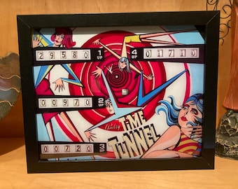 Retro Glow Pinball Art | 8&quot;x 10&quot; Illuminated Framed Print - &quot;TIME TUNNEL&quot; - 1971