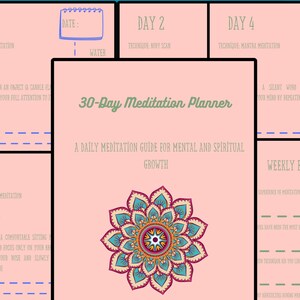 30-day Meditation Challenge Planner Daily Meditation Guide for Mental ...