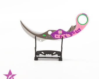 Velocity karambit toy cosplay blunt valo collections 3d printed alloy FREE STAND