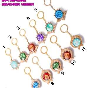 Hand-made Genshin glow-in-the-dark Keychain Vision Pyro Key Chain Gold Toy Figure Key Chain Genshin Character Cosplay Accessories