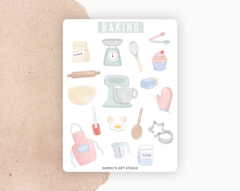 Baking Sticker Sheet / Planner Stickers, Scrapbook, Bullet Journal, Food Stickers, Kitchen Decor