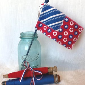 Americana Handmade Patriotic Fabric Flag 4th of July-Blue #7