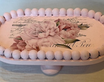 French Country Cottage, Decorative Pink Riser with Flowers