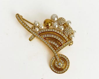 Vintage Jackie Kennedy JBK Wheelbarrow Pin Brooch Camrose & Kross RETIRED