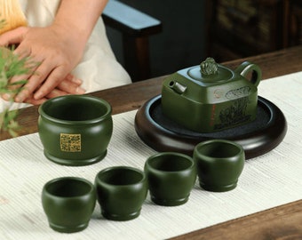 Set di teiere Zisha fatte a mano Yixing [Wanxiang Gengxin] 260ml / Teiera in argilla viola / Teiera Kungfu / Teiera cinese