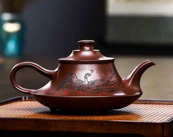 Yixing Handmade Zisha Teapot [Xiannu San Hua] 360ml | Purple Clay Teapot | Kungfu Teapot | Chinese Teapot