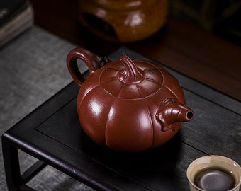 Yixing Handmade Zisha Teekanne [Kürbis] 380ml | Lila Ton Teekanne | Kungfu Teekanne | Chinesische Teekanne