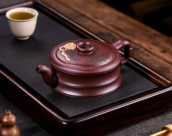 Yixing Handgemachte Zisha Teekanne [Yi Ye Zhi Qiu] 280ml | Lila Ton Teekanne | Kungfu Teekanne | Chinesische Teekanne